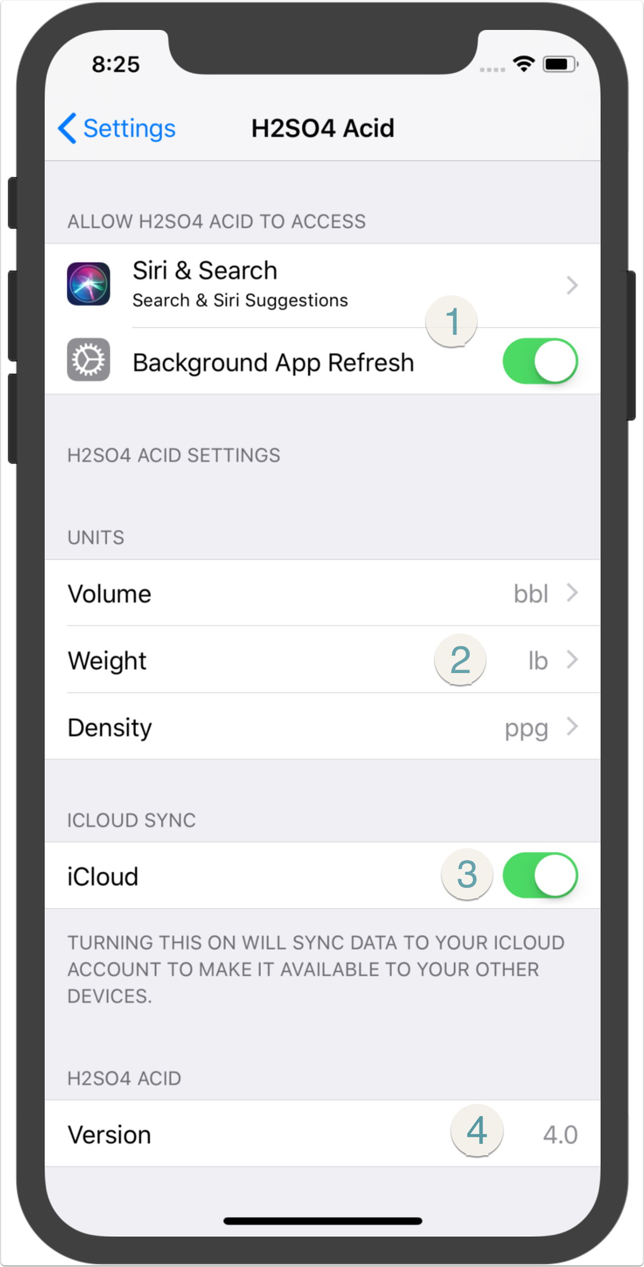 H2SO4 Acid Settings